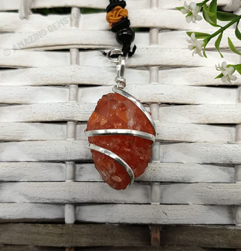 Amazing Gemstone Crystals and Healing Stones Carnelian Necklace - Gold Chain Necklace Pendant - Real Crystal Necklace - color: Raw Stone (Spiral)