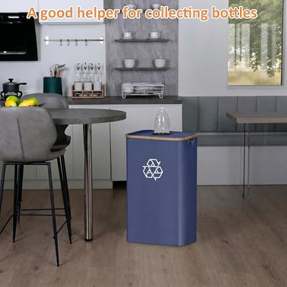 iEGrow 110L Recycling Bins for Kitchen,29Gal Recycle Bins with Lid,Blue - color: Blue, size: 29 Gallons - No Wheels