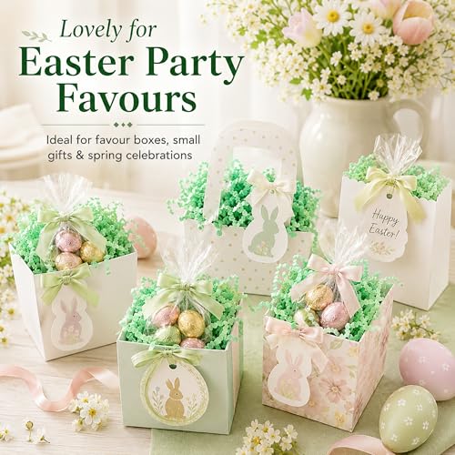 STRBOXONG Light Green Crinkle Paper Filler 1 LB, Recyclable Crinkle Cut Paper Shred for Easter Baskets, Spring Gifts, Floral Gift Boxes, Baby Shower Favors, Natural Style and Craft Packaging - color: Light Green