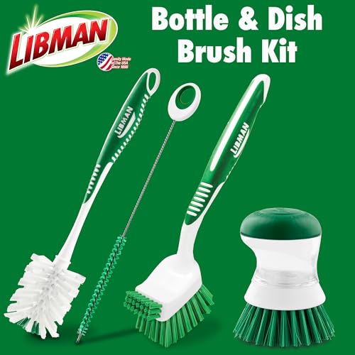 Libman Bottle & Dish Kitchen Brush Kit with Straw Cleaner, 4 Brush Styles - style: Bottle & Dish Brush Kit