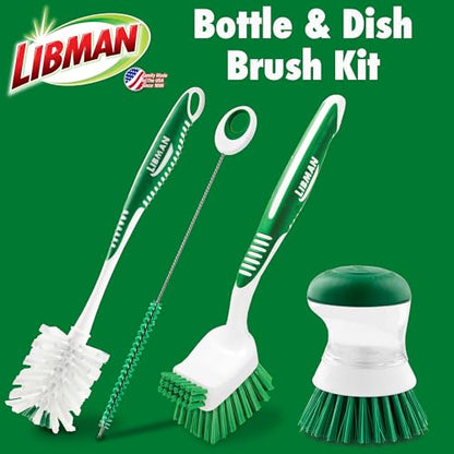 Libman Bottle & Dish Kitchen Brush Kit with Straw Cleaner, 4 Brush Styles - style: Bottle & Dish Brush Kit