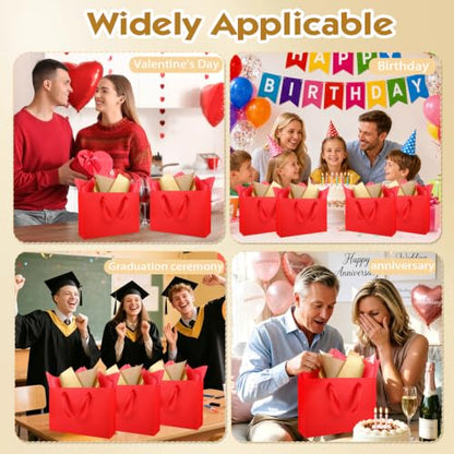 Epoesch 4 Pack Medium Red Gift Bags with Handles and 12 Tissue Papers - color: Red Gift Bags