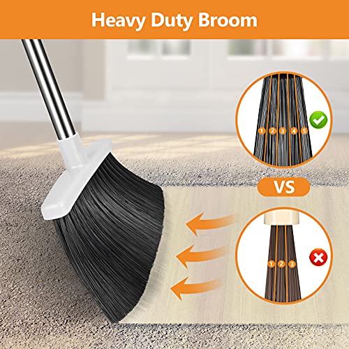 Folews Broom and Dustpan Set, Heavy Duty Dust Pan with Broom Combo Set