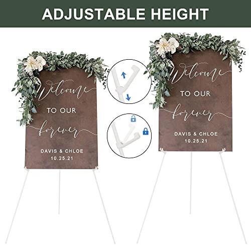 DANMO Easel Stand for Wedding Sign Poster 63'' Instant Display Floor Adjustable Metal Art Easel White - style: White