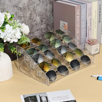 2 Pack 5 Tier Sunglass Organizer Stand, Versatile Clear Acrylic Sunglass Holder Display Stand Sunglass Storage Tray for Highlighting Glasses Makeup Nail Polish Graded Cards - color: Clear-5 Tier