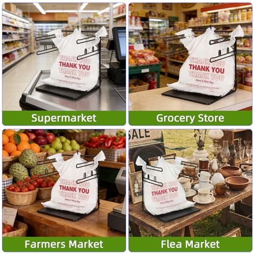 Plastic Bag Holder, Metal Base Grocery Bag Organizer - color: Black