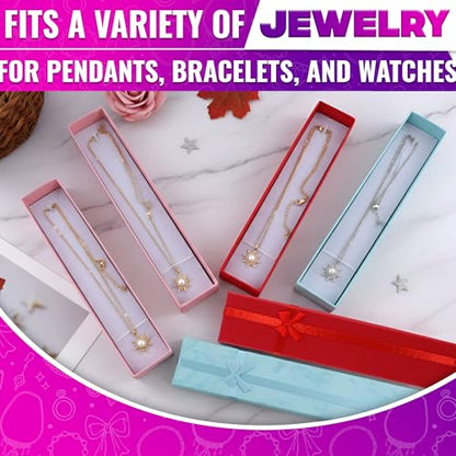 KETAR 24 Pack Necklace Gift Box Bulk, Rigid Cardboard with Foam Insert - color: 24 Pcs Color Mix