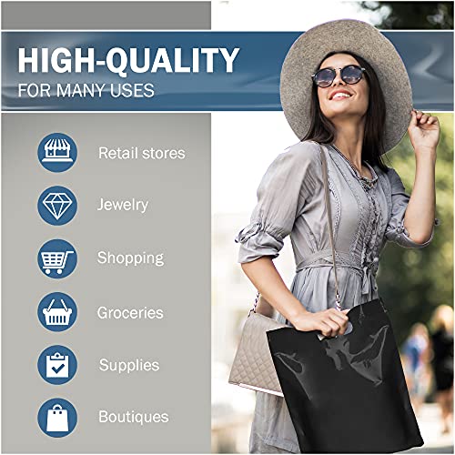 12x18 Black Plastic Bags, Medium, Glossy Finish, 2 Mil Thick, 100 Pack