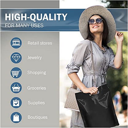 12x18 Black Plastic Bags, Medium, Glossy Finish, 2 Mil Thick, 100 Pack
