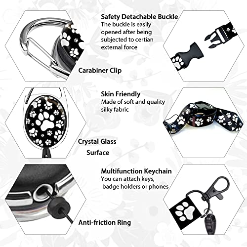 Giancomics Dog Paw Lanyard for ID Badges Holder Retractable Badge Reel Card - color: Dog Paw-black