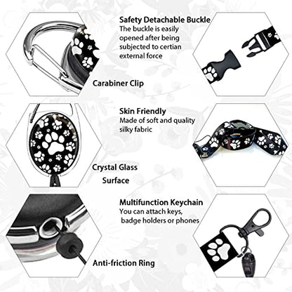 Giancomics Dog Paw Lanyard for ID Badges Holder Retractable Badge Reel Card - color: Dog Paw-black