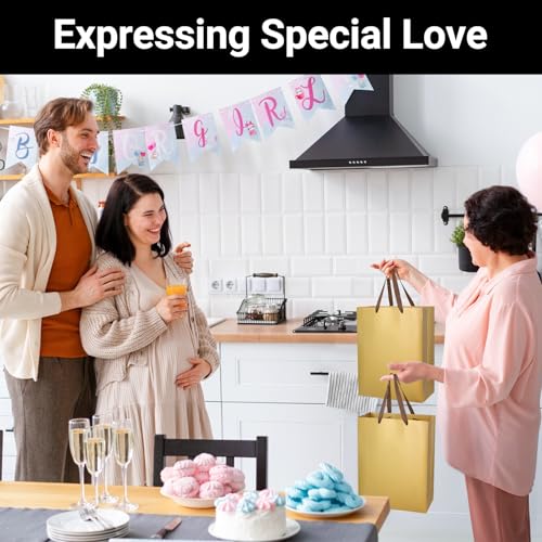 EUSOAR Gold Paper Gift Bags with Handles, 25pcs 9.8"x5.1"x12.6", Wedding, Birthday, Valentine's Day, Gift Wrap Bags - color: Gold, size: 1 Count (Pack of 25)