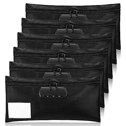 LEIFIDE 6 Pcs Money Bag with Lock 11 x 5.5 Inches