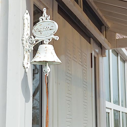 Sungmor Rustic White Cast Iron Dinner Bell Wall Hanging Welcome Doorbell - color: Shape E - White