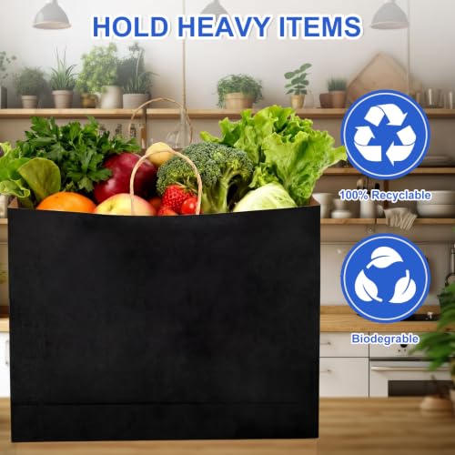 Maitys 12 Pcs 20x16x5 Inch Black Extra Large Paper Gift Bags with Handles - color: Black, size: 20x16x5 Inch
