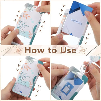 3 Pack Boho Id Badge Holder with Retractable Reel, Vertical ID Card Holder - color: Boho