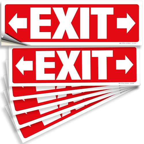 iSYFIX Exit Signs Stickers 6 Pack 12x4 Inch, Right & Left Arrow - color: Sticker Right&Left, size: 6 Pk 12x4