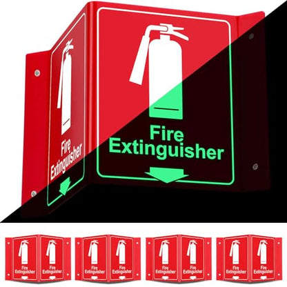 Menkxi 4 Pcs Fire Extinguisher Projecting Acrylic Sign, Glowing Red - color: Glowing Red