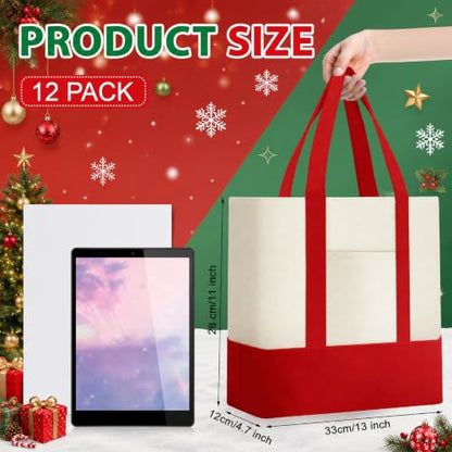 Sanwuta 12 Pcs Mini Canvas Tote Bags Bulk with Pocket Small Sublimation Blank Canvas Tote Reusable Grocery Bag for Women, DIY Craft (Red,Green) - color: Red,green