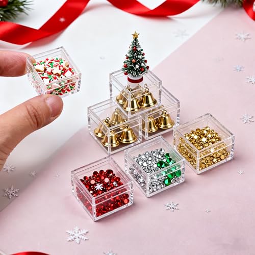 KissYou Small Acrylic Box with Lid Clear Candy Boxes for Display Graduation Wedding Birthday Party Candy Boxes Acrylic Decoration Plastic Square Cube - size: 1.18 x1.18 x 0.86 Inch