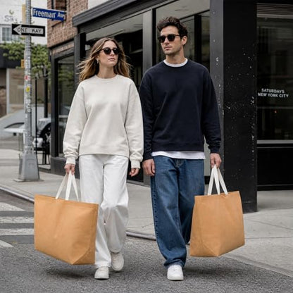 Large Canvas Tote Bag Reusable Extra Big Grocery Bags - color: Brown With Zipper
