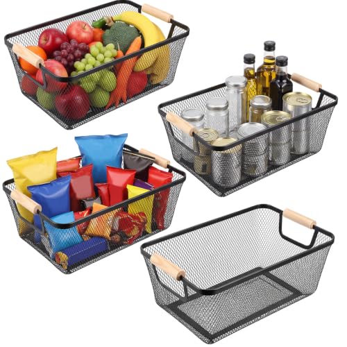 Ziliny 4 Pcs Mesh Wire Baskets for Organizing, Medium, Black - color: Black, size: Medium