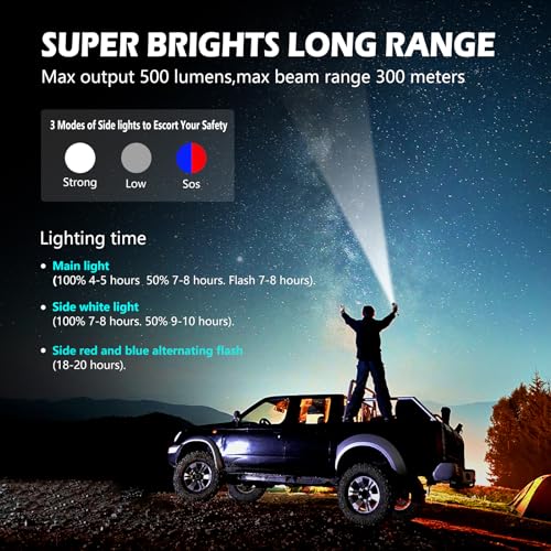 Emergency Flashlight with Window Breaker and Seatbelt Cutter, LED Flashlight, flashlights high lumens，Strobe sos Beacon，Mobile Power，Alarm Rescue，for car，Outdoor，Hiking, Fishing, Dog Walking