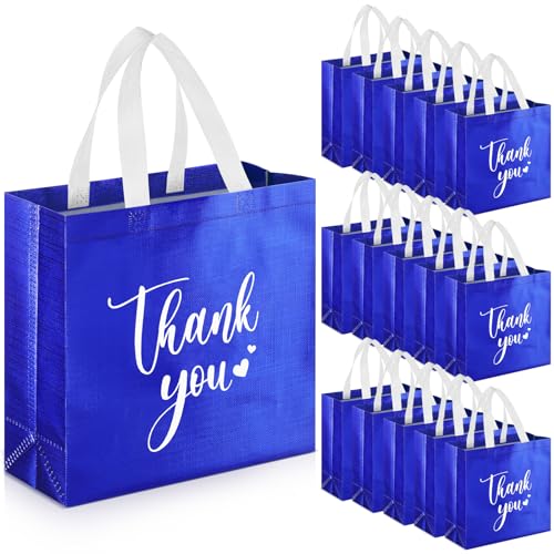 Sweetude 30 Thank You Non Woven Gift Bag, 11 x 12 x 5 Inch, Royal Blue - color: Royal Blue, size: 11 X 12 X 5 Inch