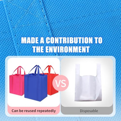 12 Pack Heavy Duty Reusable Grocery Bags - Large Shopping Totes Reinforced Handles, Holds 40 lbs, Foldable and Washable (Sky Blue) - color: Sky Blue