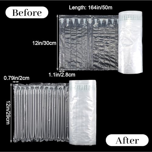 Large Bubble Cushioning Wrap 12"x164', Inflatable Air Pillows 55um