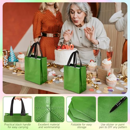 Eccliy 80 Pcs Reusable Gift Bags, Medium, Green - color: Green, size: Medium