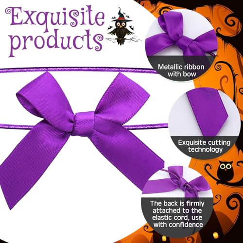 Windyun 60 Pcs Elastic Bows for Gift Boxes Wrapping 15.74 Inches - color: Halloween Color