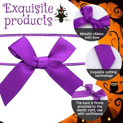 Windyun 60 Pcs Elastic Bows for Gift Boxes Wrapping 15.74 Inches - color: Halloween Color