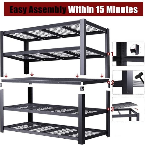 62" W 3050LBS Storage Shelves Unit,5 Tier Heavy Duty Metal Shelving Unit and Storage Large Rack,72" H x62 W x24 D Adjustable Metal Shelving Unit,Garage Shelves for Basement,Warehouse - size: 24x62x72
