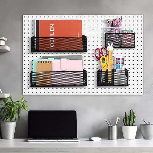 Tioncy 4 Pcs Magnetic Storage Bin Magnetic Locker Organizer for Pegboard Refrigerator Shelves Basket Container Wire Storage Holder for Kitchen Home Whiteboard(Black,10.6''l, 6.2''l) - size: 10.6''L, 6.2''L
