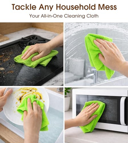 KitchLife Microfiber Cleaning Cloth Roll, 100 Pack - Tear-Away Microfiber Paper Towels, Lint-Free, Reusable, Washable for Kitchen, Car, Dishes, and Sensitive Surfaces (Neon Green) - color: Neon Green, size: 100 Pack