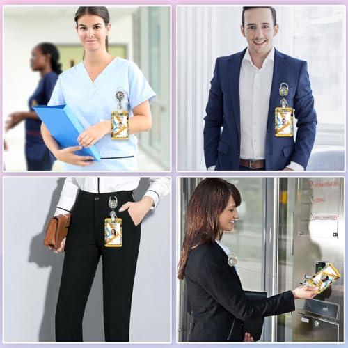 Cute Bee ID Badge Holder with Lanyard and Retractable Badge Reel - color: Bee Happy