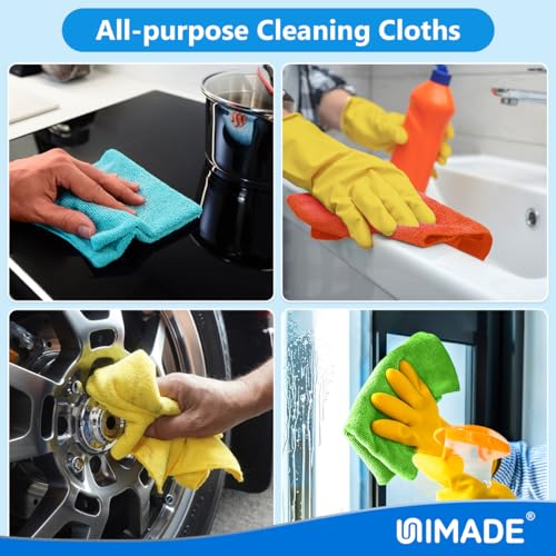 UNIMADE Microfiber Cleaning Cloth, 10 Pack Reusable Microfiber Towels - color: Multicolor, size: 10PK
