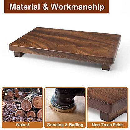 Wood Riser For Display Walnut Wood Pedestal Stand, farmhouse decor Soap Tray, Displays Your Plant Bottles Candles for Your Home Kitchen (Large, 12 x 7.1 x1.57Inch) - size: Large &12*7.1*1.57‘’