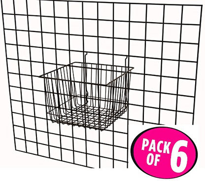 Only Garment Racks Deep Wire Storage Baskets For Gridwall, Slatwall and Pegboard - Black Finish - Dimensions: 12" x 12" x 8" Deep - Economically Sold in a Set of 6 Baskets