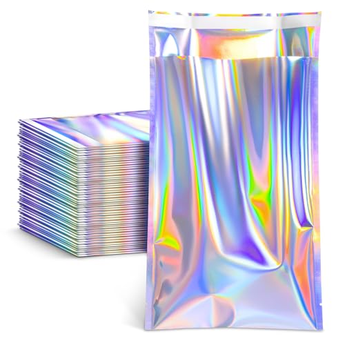 FUNFERY 6.3x9.4in Holographic Mylar Poly Mailers Self Sealing Adhesive Bag - color: Holographic Self Adhesive-50P, size: 6.3x9.4 inch