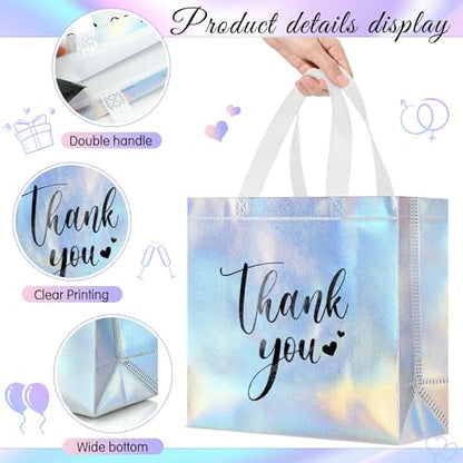 Sweetude 30 Thank You Non Woven Gift Bag, 11 x 12 x 5 Inch, Laser - color: Laser, size: 11 X 12 X 5 Inch