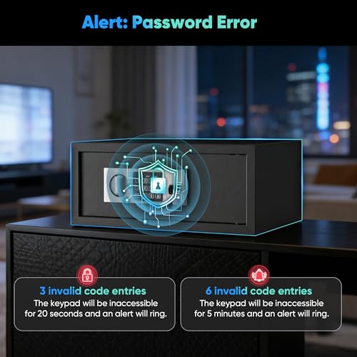 Locksworth Safe 0.7 Cubic Feet Safe Box with Electronic Keypad & Keys, Digital Security Lock Box for Home and Business Use, Money, Valuables, Guns, Jewelry and Documents, 16.9"W x 14.6"D x 7"H - size: 0.7 Cubic Feet