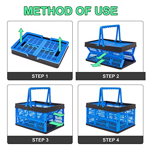 3-Pack Collapsible Storage Baskets, Stackable Plastic Crates
