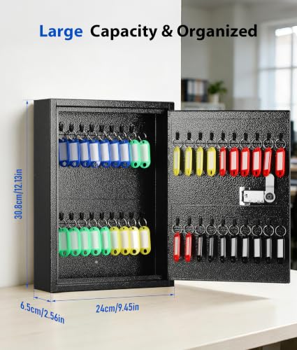KYODOLED Key Box, 40-Key Lock Box with Combination Lock, Wall Mount, Black - color: Black-01
