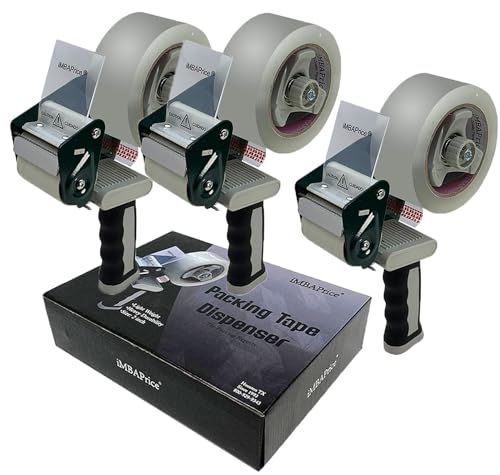 iMBAPrice 2-Inch Handheld Tape Gun Dispenser (3-Pack) with 3 Rolls Clear Packing Tape – Heavy Duty Shipping Tape Set, 3x110 Yards (330 ft) Each, for Sealing, Moving & Storage Boxes - size: 2" Tape Gun (3-Pack)