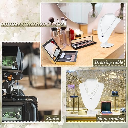 Huquary 12 Pcs Necklace Stand Display Jewelry Bust Display Stands Necklace Stand Jewelry Photography Props for Selling for Home Store Trade Shows(White,Velvet) - color: White
