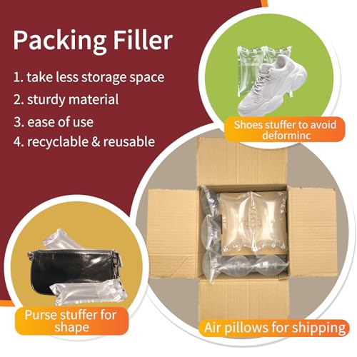 Air Pillows for Shipping, 300 Count Packing Cushion Film with Pump, 4.72" * 7.87" Inflatable Air Packing Bags for Packaging Moving Box Filler, Purse Shape Alternative to Packaging Peanuts - size: 4.72" * 7.87"(300 Count)