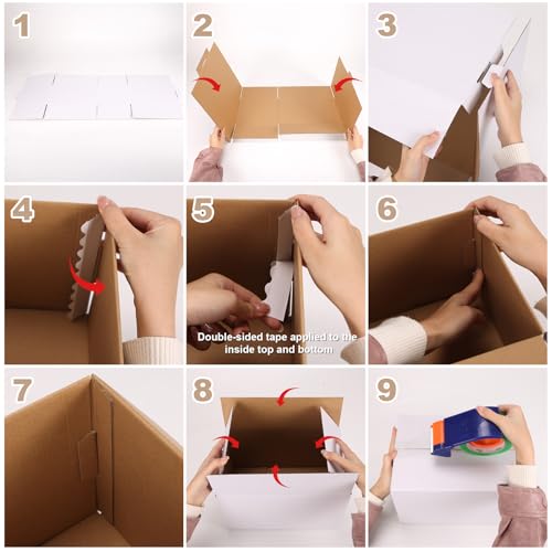 Hoikwo 15 Packs 9x9x9 Large Thin White Shipping Boxes - color: White, size: 9x9x9-15 Boxes