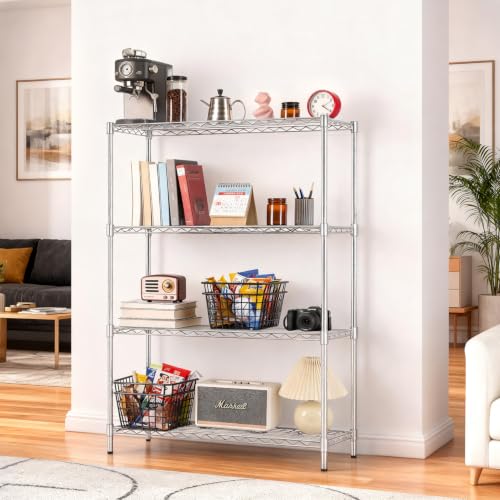 FDW | 4-Tier Wire Shelf | 36" x 14" x 54" | Chrome - color: Chrome, size: 36×14×54